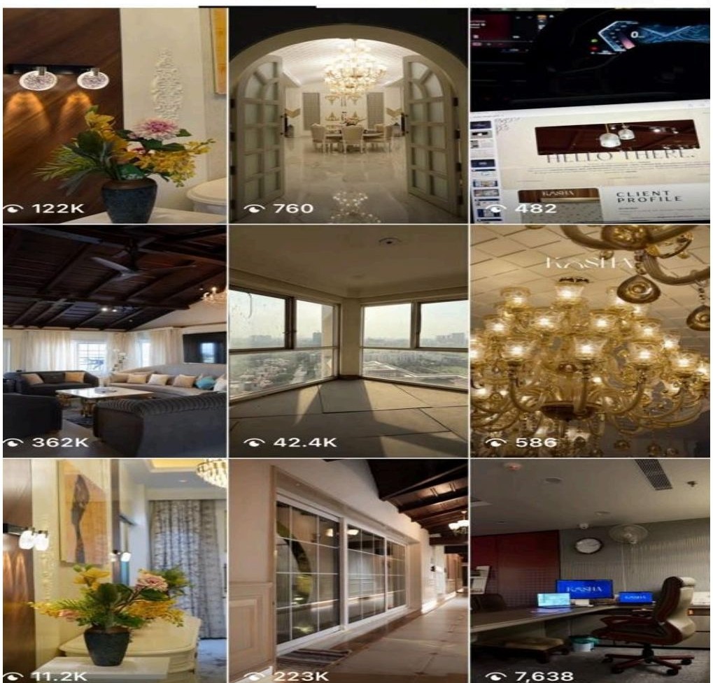 Kosha Spaces Instagram reels grid with a top reel at 362K views
